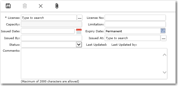 Creating a New License record