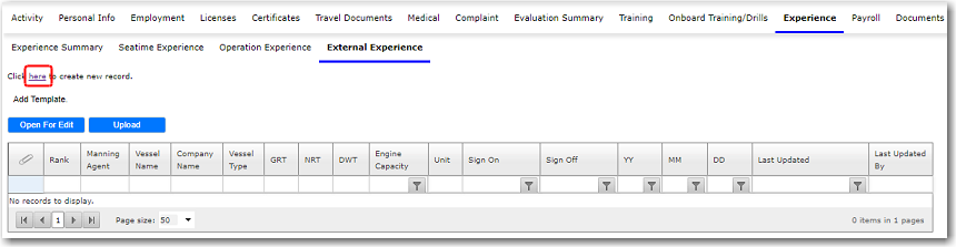 Creating an External Experience Record